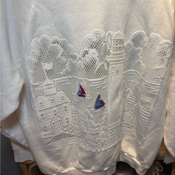 Vintage White Sweatshirt with Nautical Embroidery - Picture 3 of 5